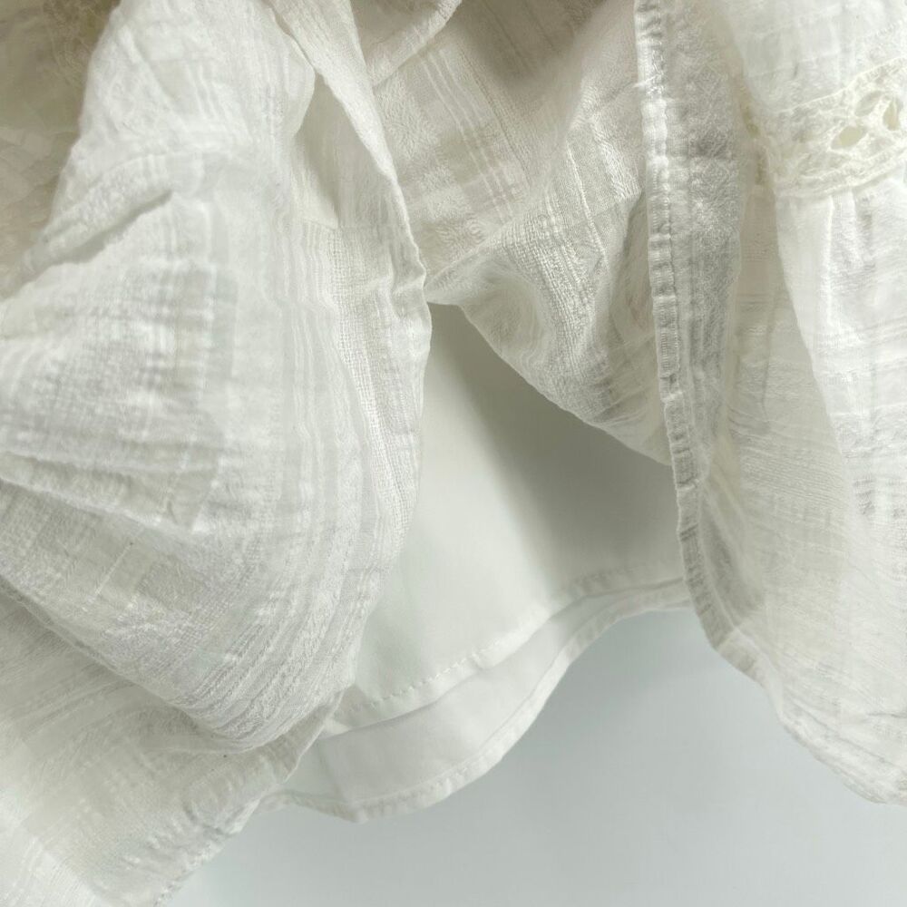 Knox Rose White Boho Lace Trim Tiered Short Dress Tassel Tie Size Large - Picture 13 of 14